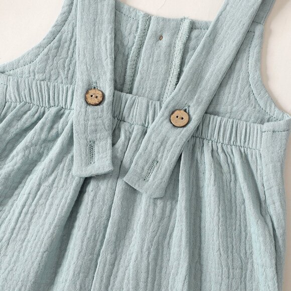 Blue Muslin Jumpsuit size 6-12M NWT - Picture 2 of 3